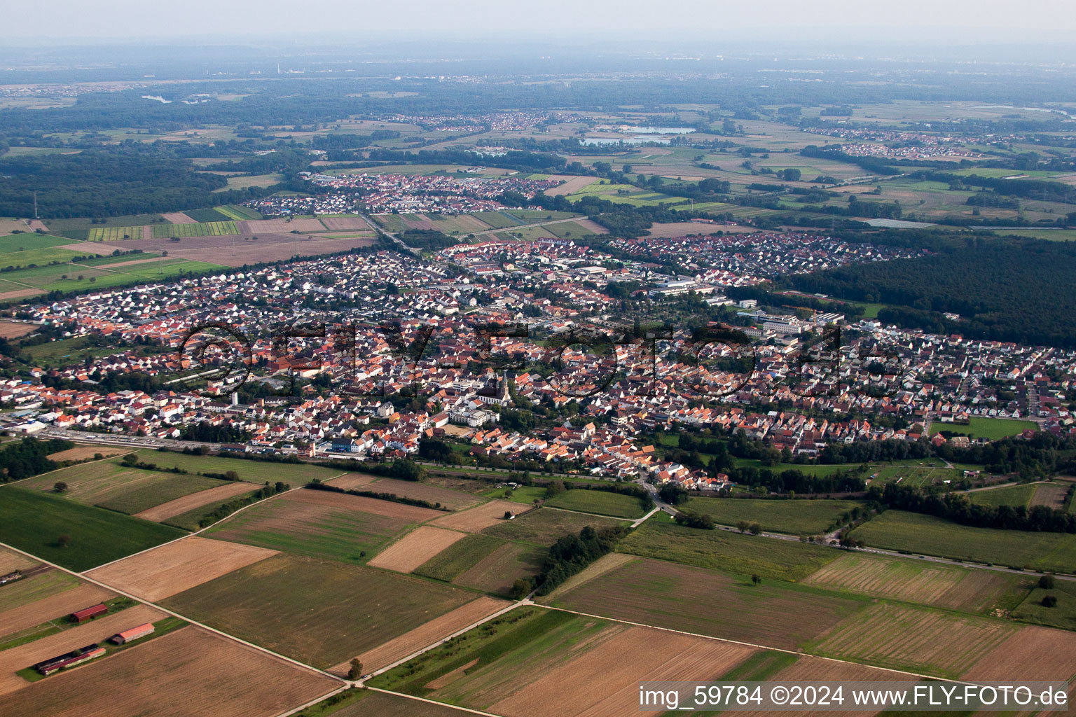 Rülzheim in the state Rhineland-Palatinate, Germany from above