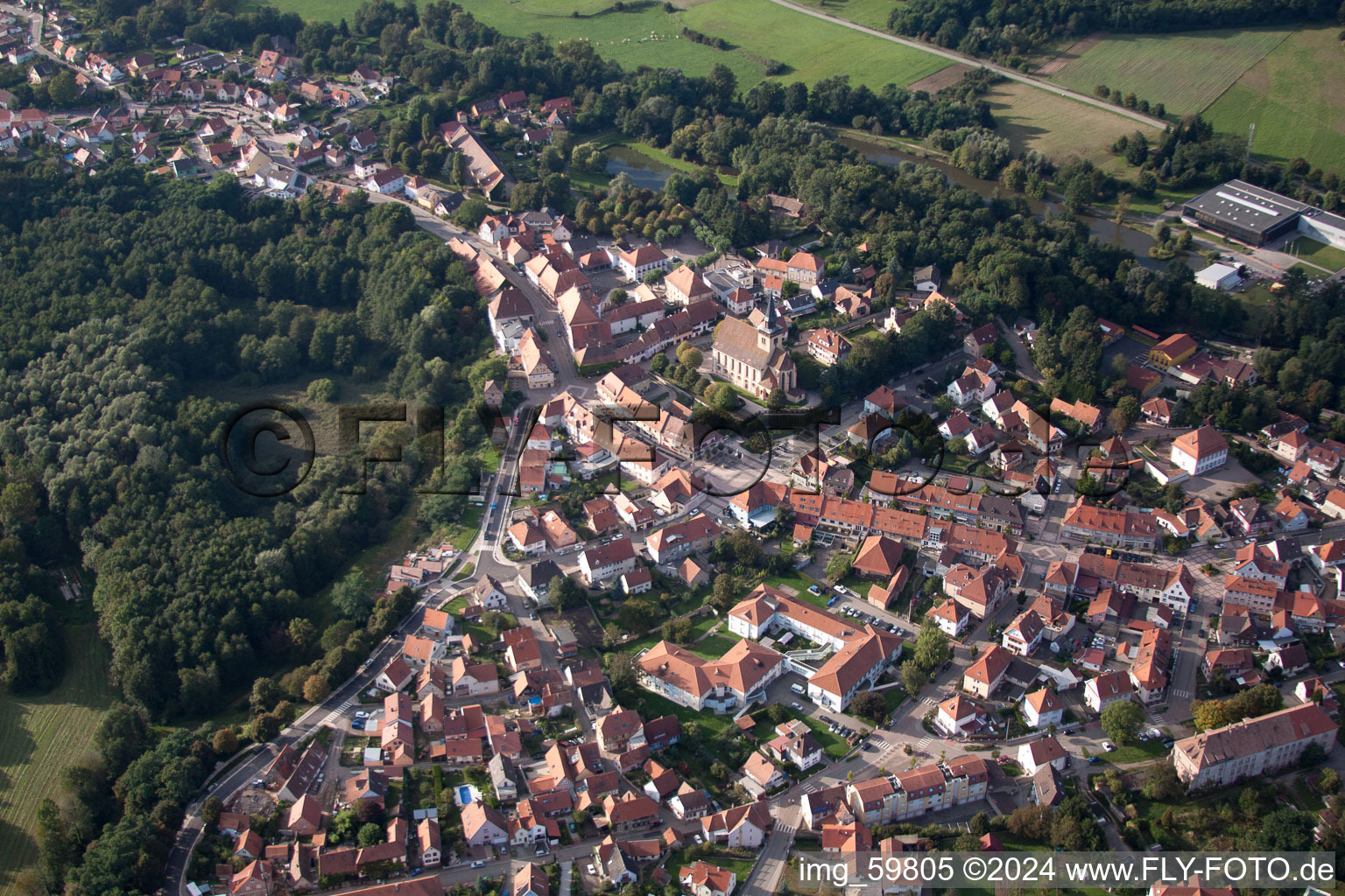 Lauterbourg in the state Bas-Rhin, France from above