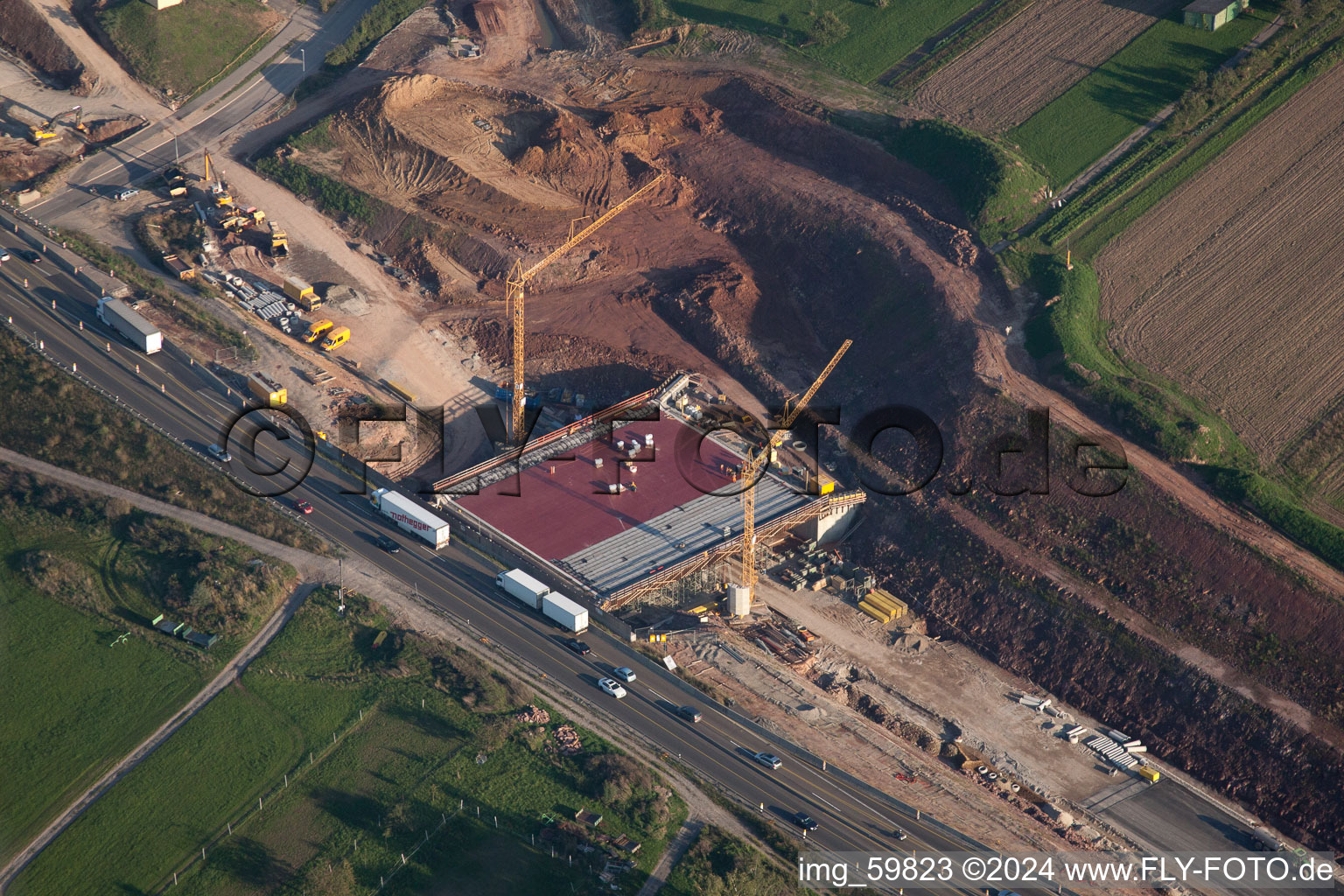 Mutschelbach, construction site A8 in the district Untermutschelbach in Karlsbad in the state Baden-Wuerttemberg, Germany