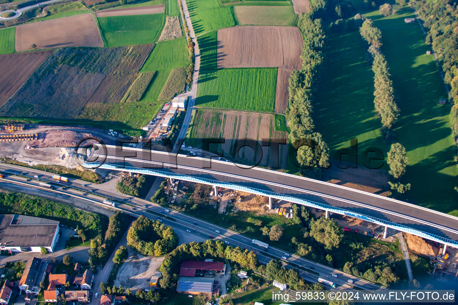 Mutschelbach, construction site A8 in the district Nöttingen in Remchingen in the state Baden-Wuerttemberg, Germany out of the air