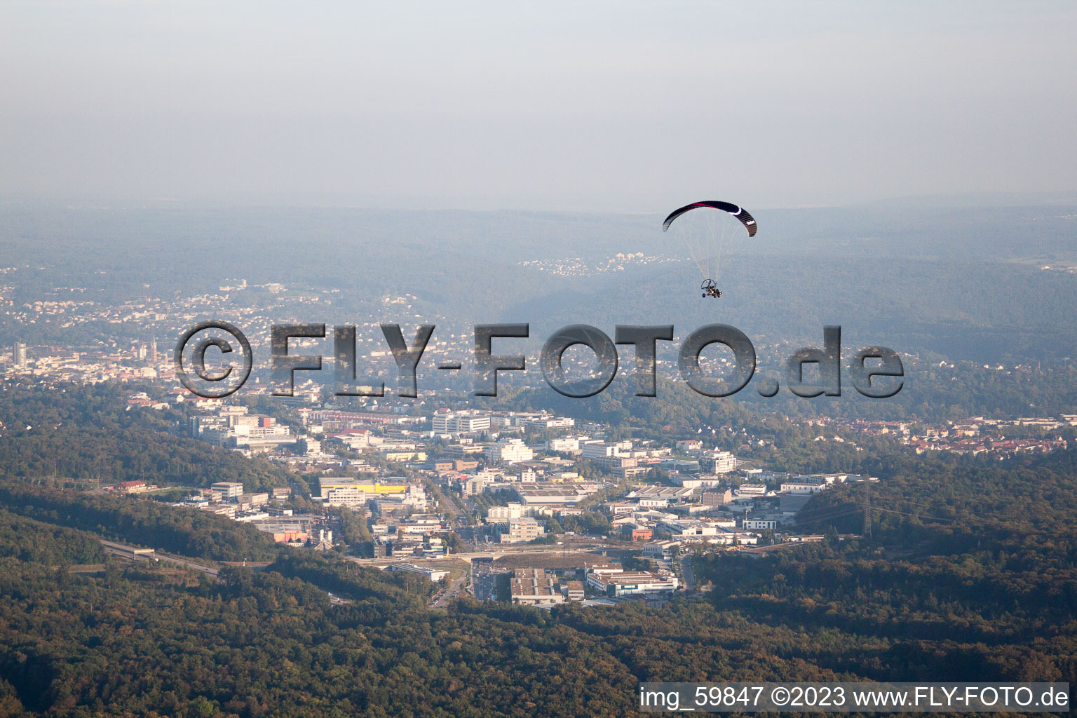 Aerial view of From the west in Pforzheim in the state Baden-Wuerttemberg, Germany