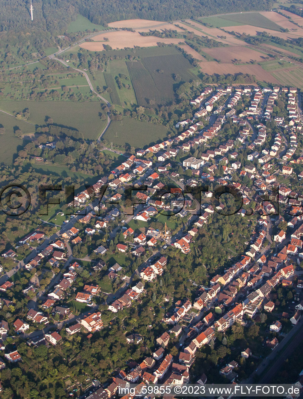 Drone image of Ispringen in the state Baden-Wuerttemberg, Germany