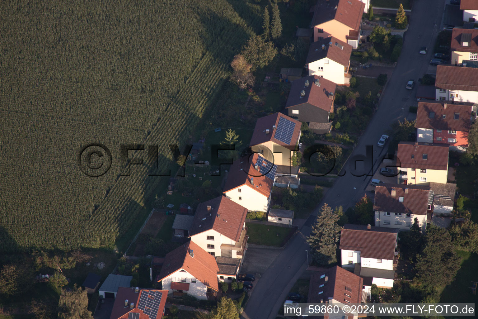 Aerial view of At Rothsberg in Ispringen in the state Baden-Wuerttemberg, Germany