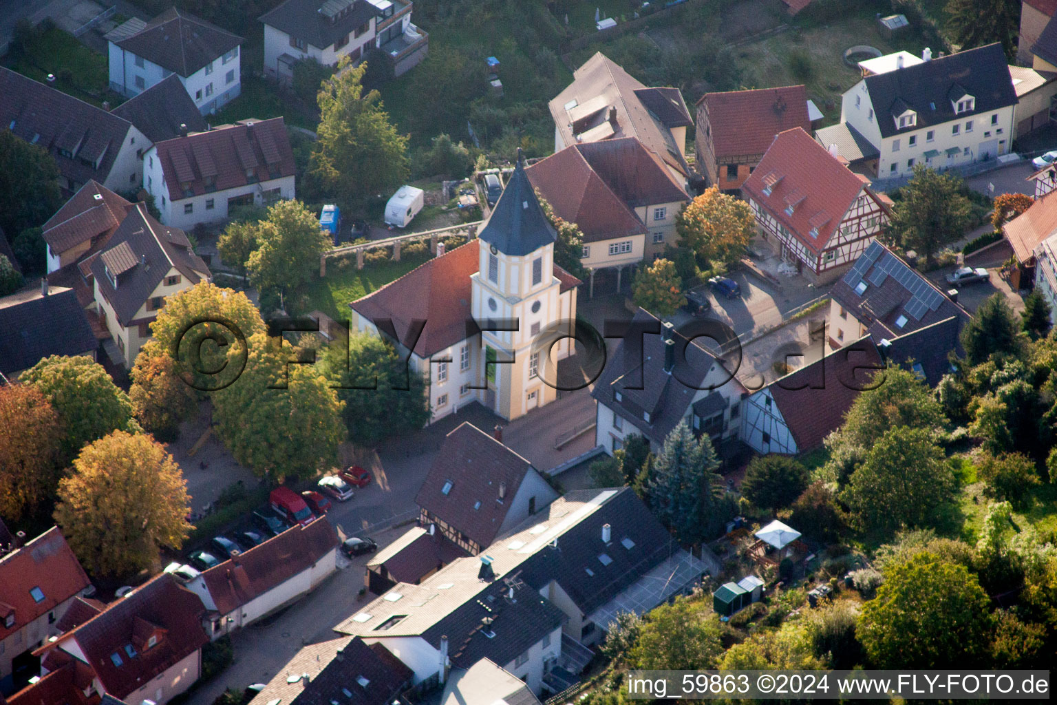 Ispringen in the state Baden-Wuerttemberg, Germany seen from a drone