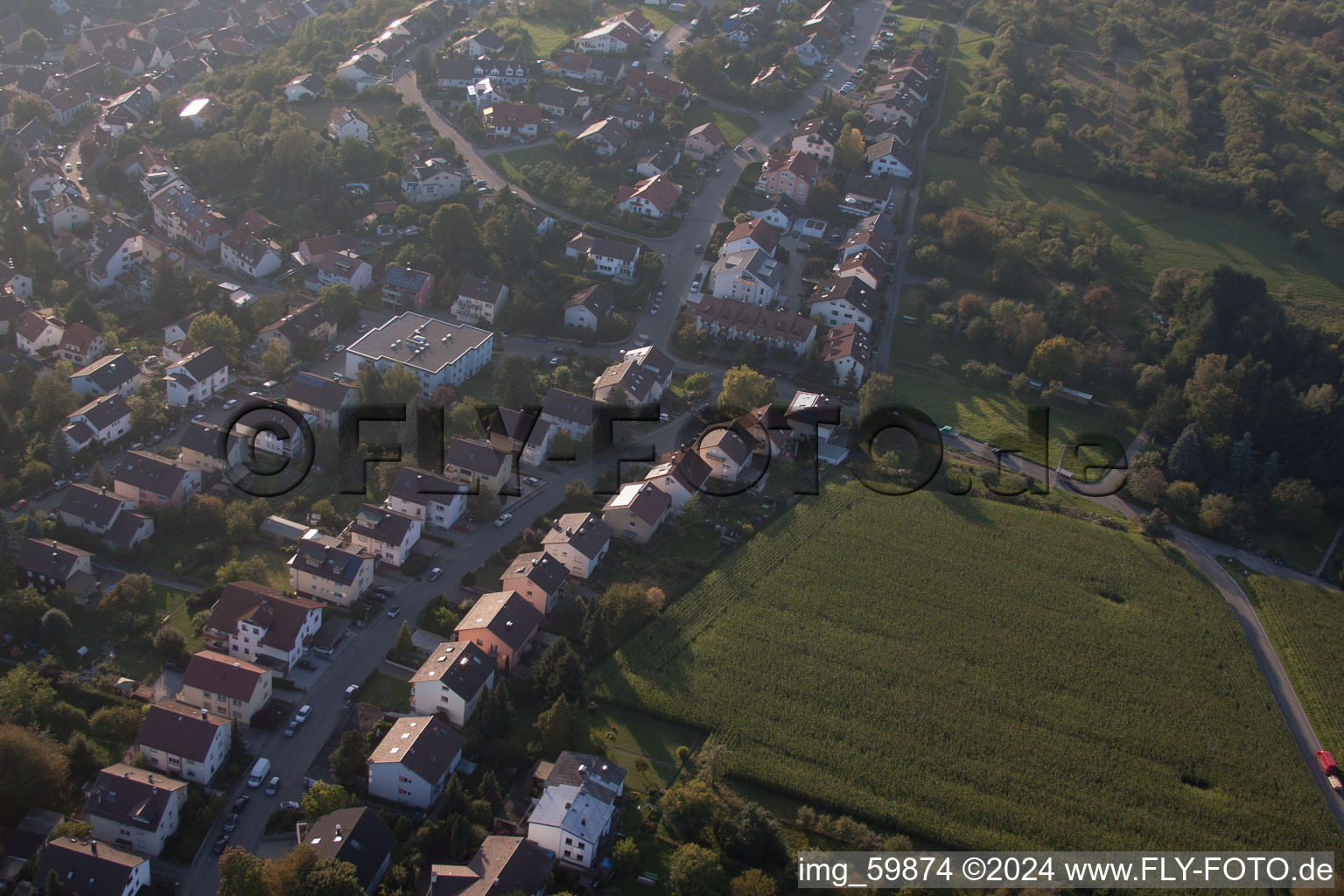 Bird's eye view of At Rothsberg in Ispringen in the state Baden-Wuerttemberg, Germany