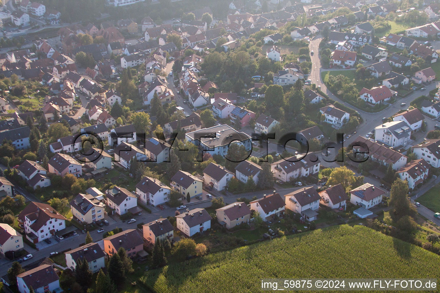 At Rothsberg in Ispringen in the state Baden-Wuerttemberg, Germany viewn from the air