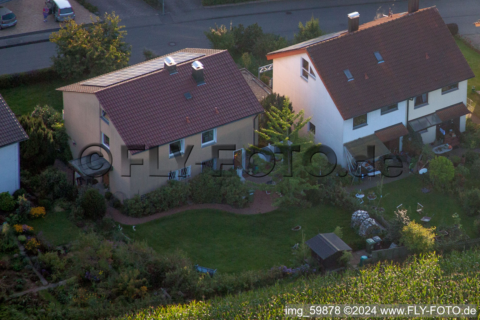 At Rothsberg in Ispringen in the state Baden-Wuerttemberg, Germany from the drone perspective