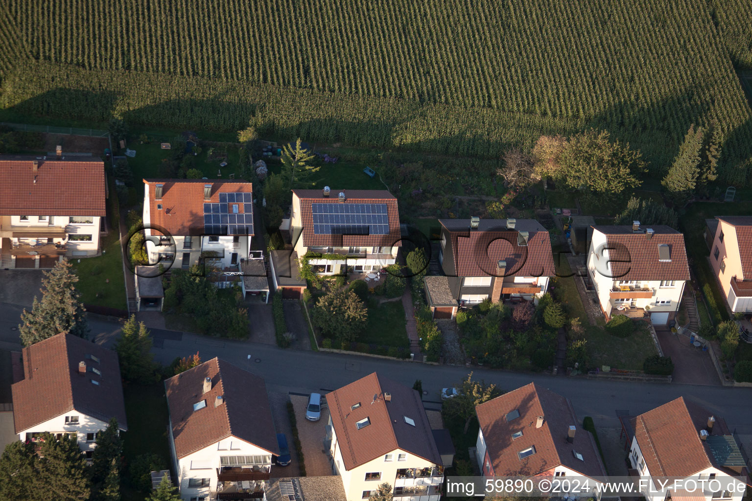 Oblique view of At Rothsberg in Ispringen in the state Baden-Wuerttemberg, Germany