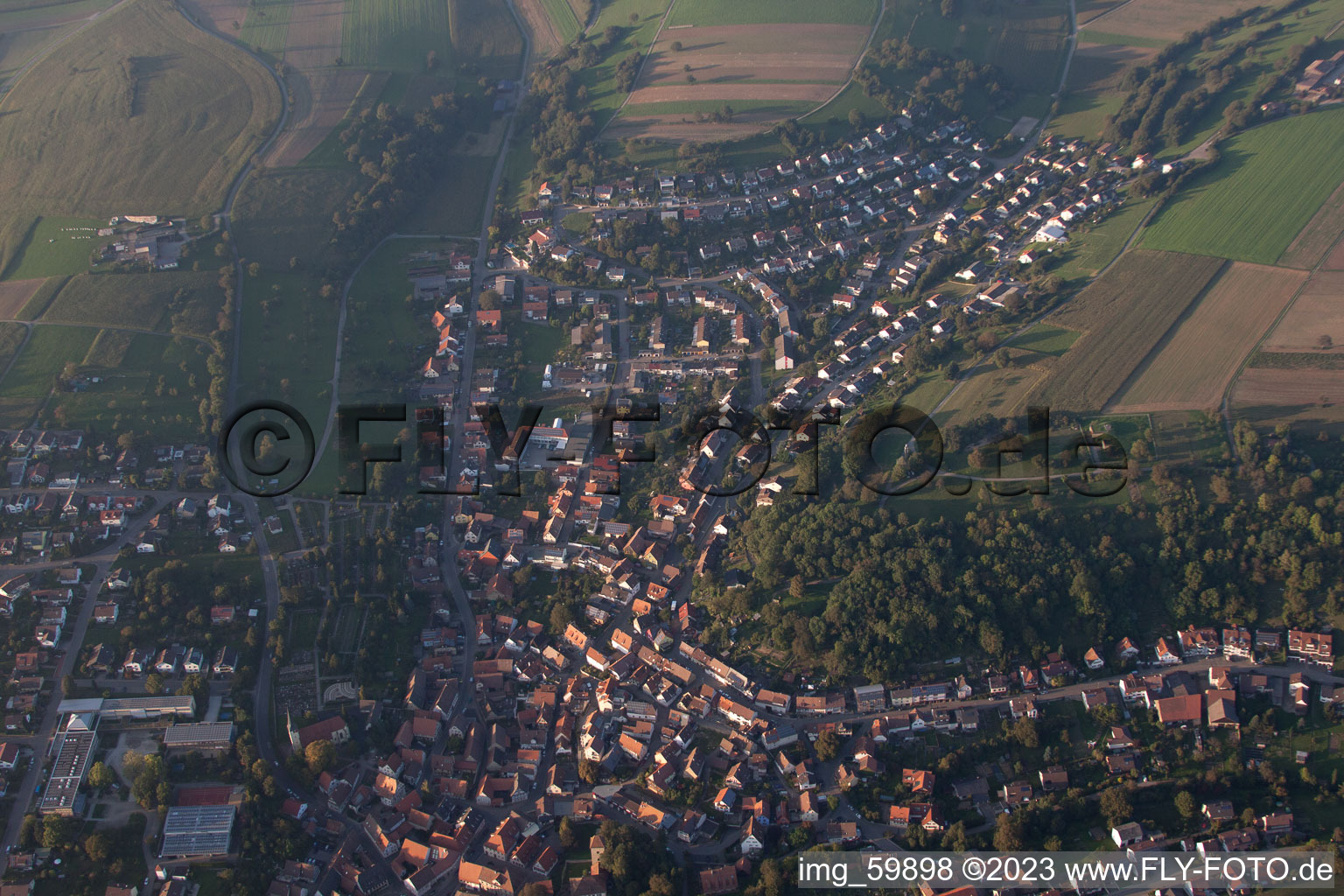 Aerial view of District Stein in Königsbach-Stein in the state Baden-Wuerttemberg, Germany