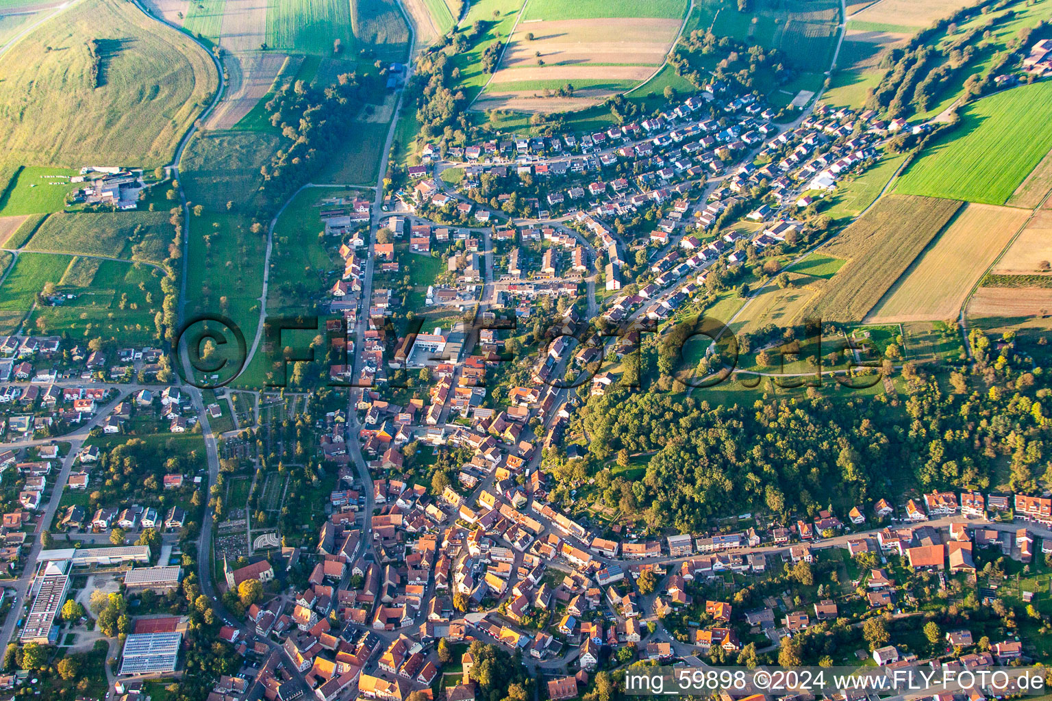 Aerial view of District Stein in Königsbach-Stein in the state Baden-Wuerttemberg, Germany