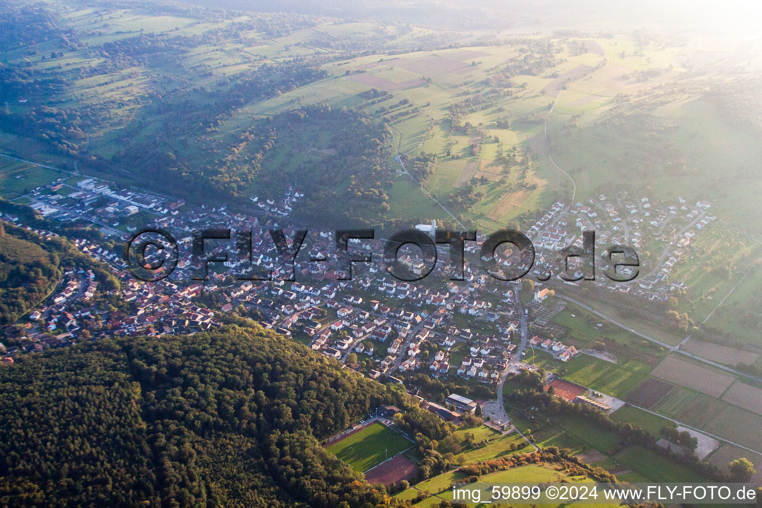 District Bilfingen in Kämpfelbach in the state Baden-Wuerttemberg, Germany from above