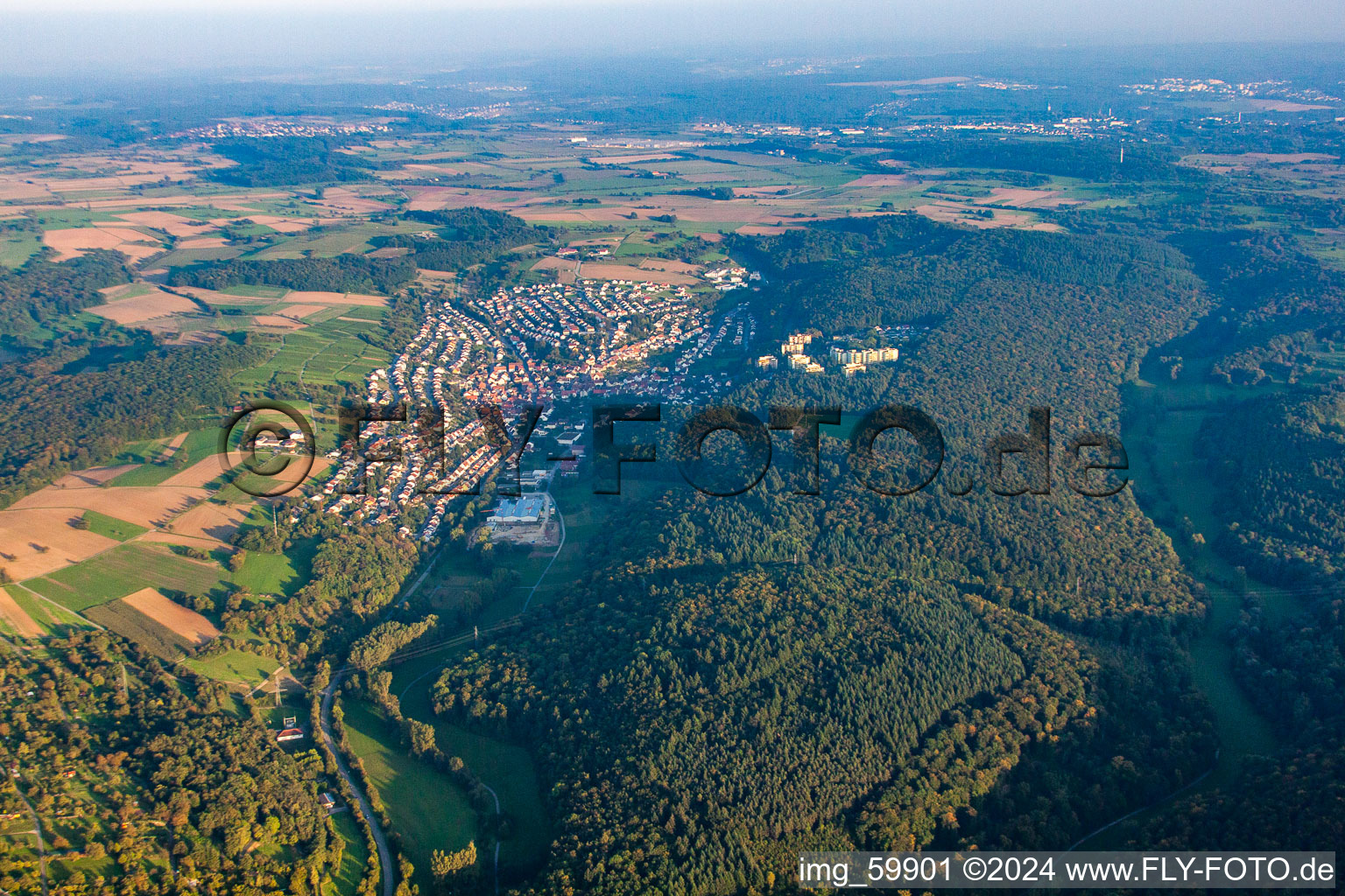 Drone recording of Eisingen in the state Baden-Wuerttemberg, Germany