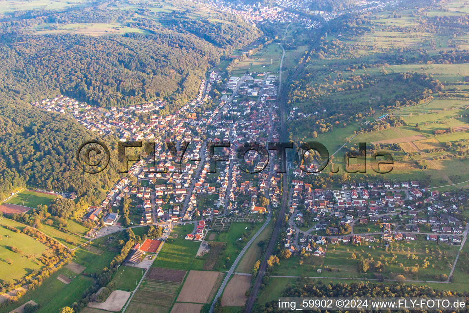 Bird's eye view of Kämpfelbach in the state Baden-Wuerttemberg, Germany