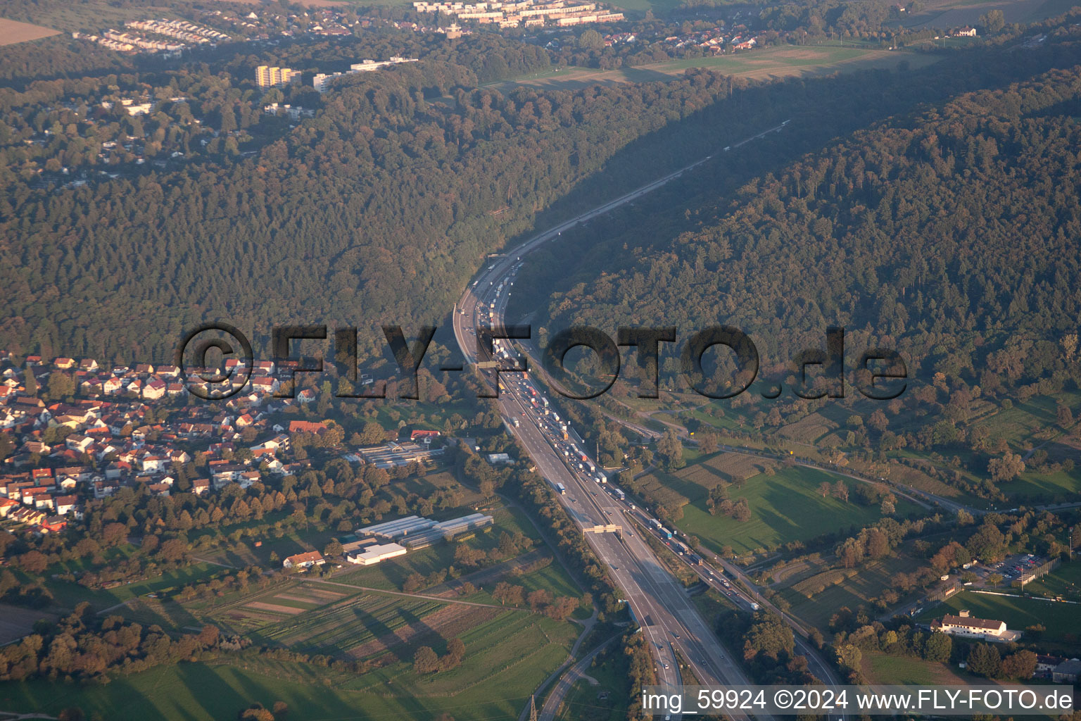 Motorway A6 in the district Wolfartsweier in Karlsruhe in the state Baden-Wuerttemberg, Germany