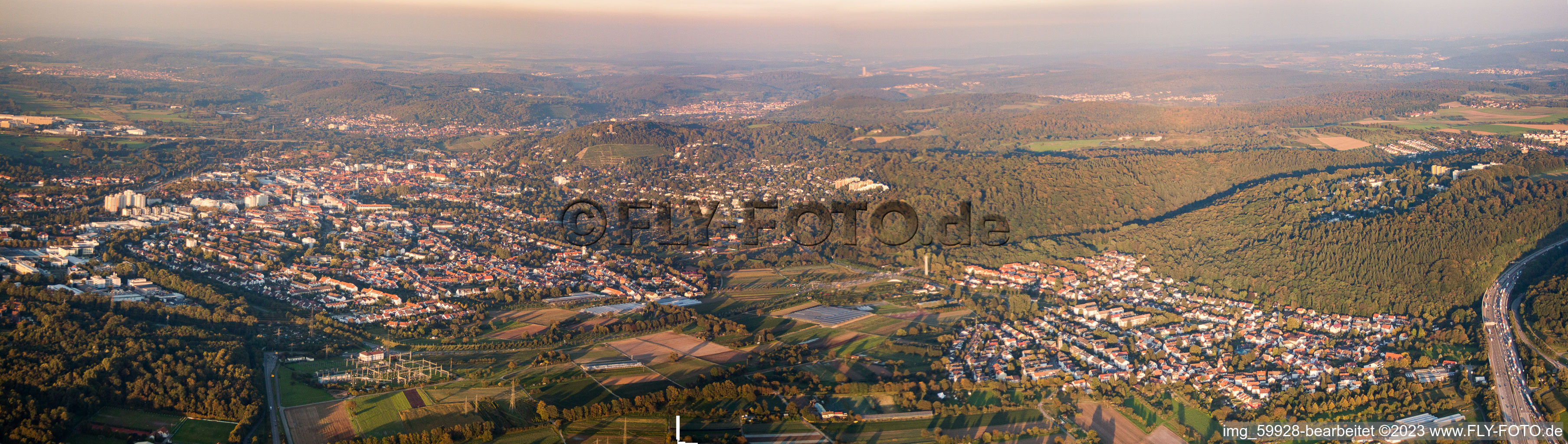 Panorama in the district Durlach in Karlsruhe in the state Baden-Wuerttemberg, Germany