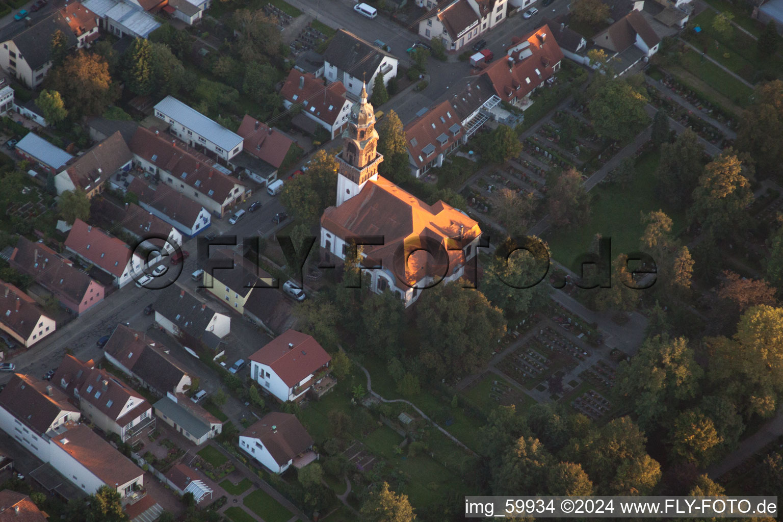 District Rüppurr in Karlsruhe in the state Baden-Wuerttemberg, Germany from above