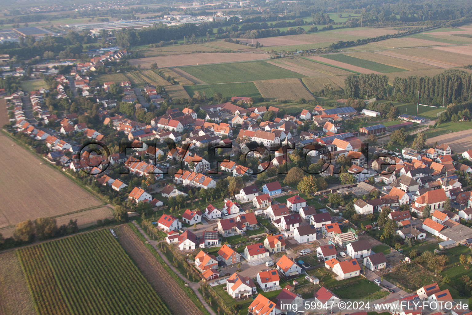 District Mörlheim in Landau in der Pfalz in the state Rhineland-Palatinate, Germany from above