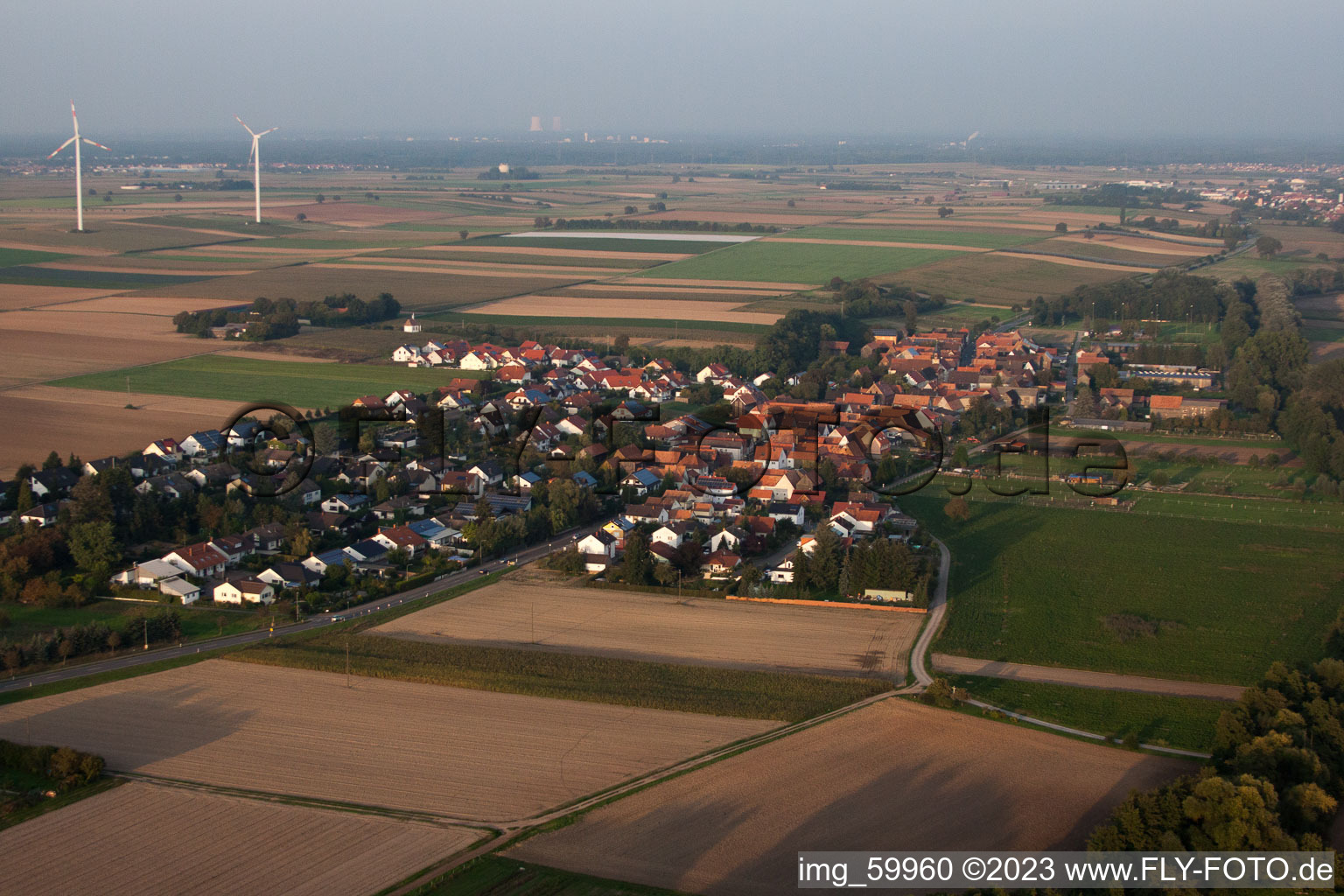 Drone recording of Herxheimweyher in the state Rhineland-Palatinate, Germany