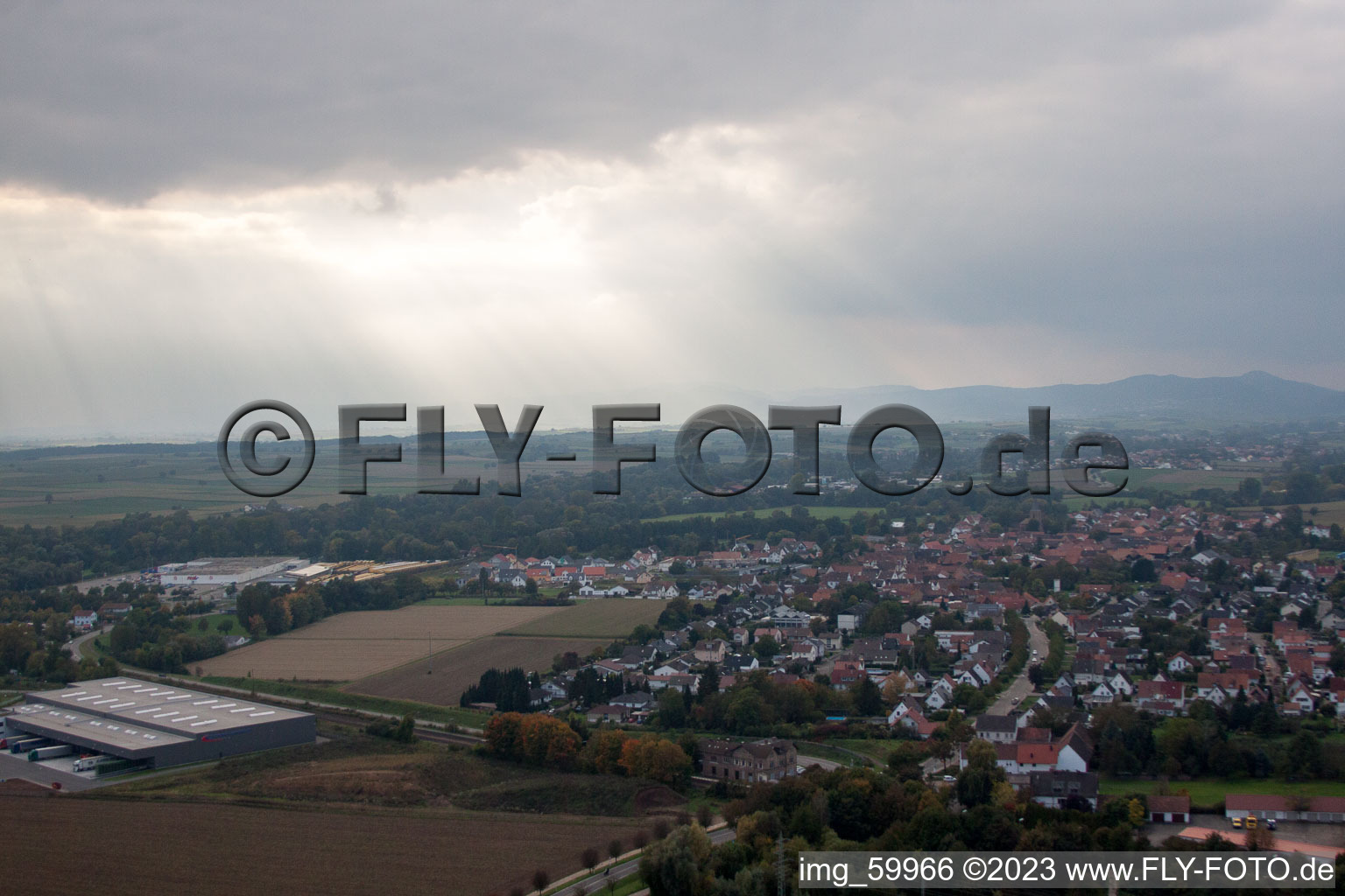Bird's eye view of Rohrbach in the state Rhineland-Palatinate, Germany