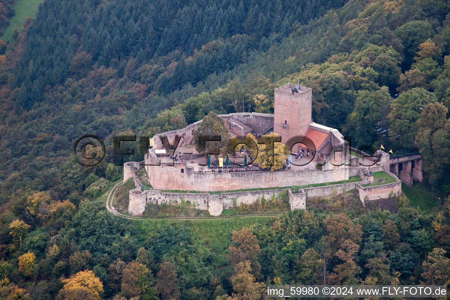 Aerial photograpy of Landeck in Klingenmünster in the state Rhineland-Palatinate, Germany