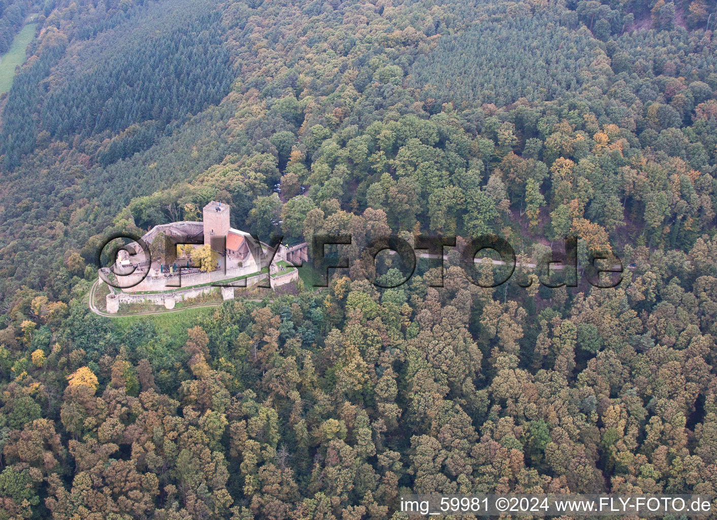 Oblique view of Landeck in Klingenmünster in the state Rhineland-Palatinate, Germany