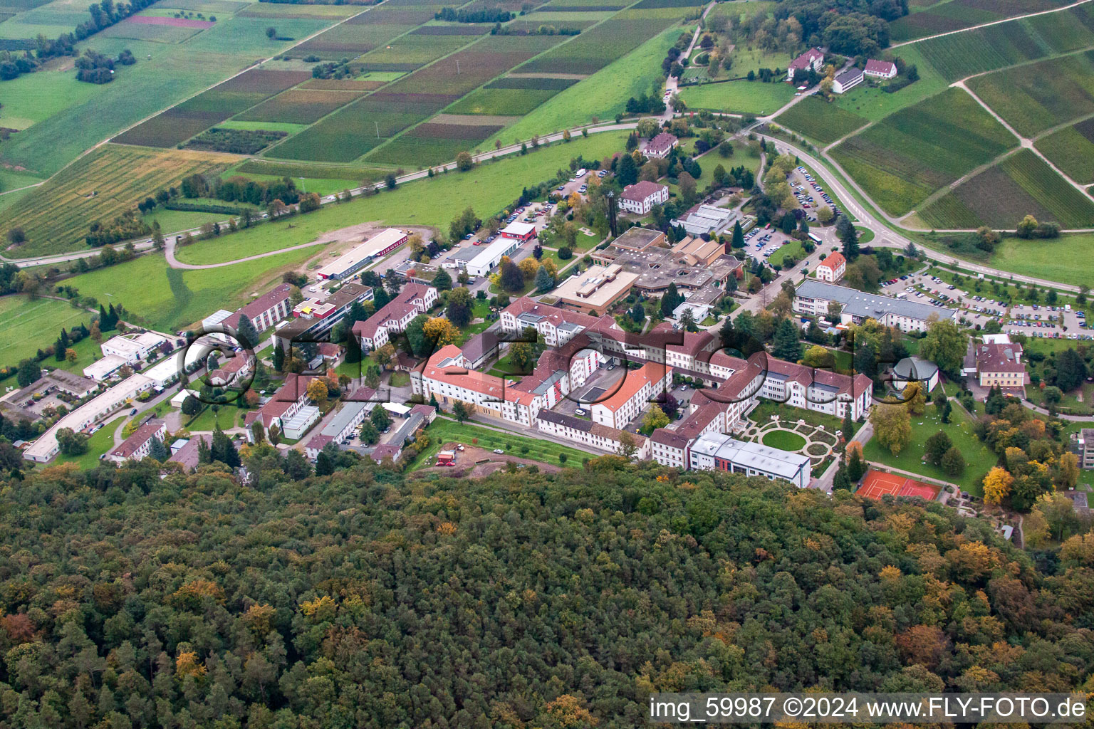 State Psychiatric Clinic in Klingenmünster in the state Rhineland-Palatinate, Germany from above