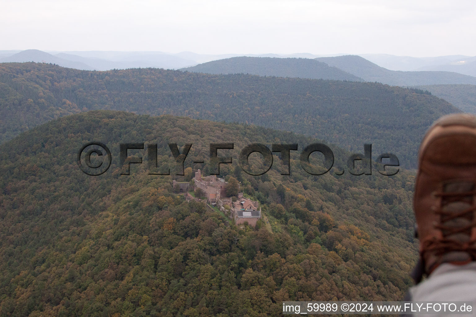 Madenburg in Eschbach in the state Rhineland-Palatinate, Germany from above