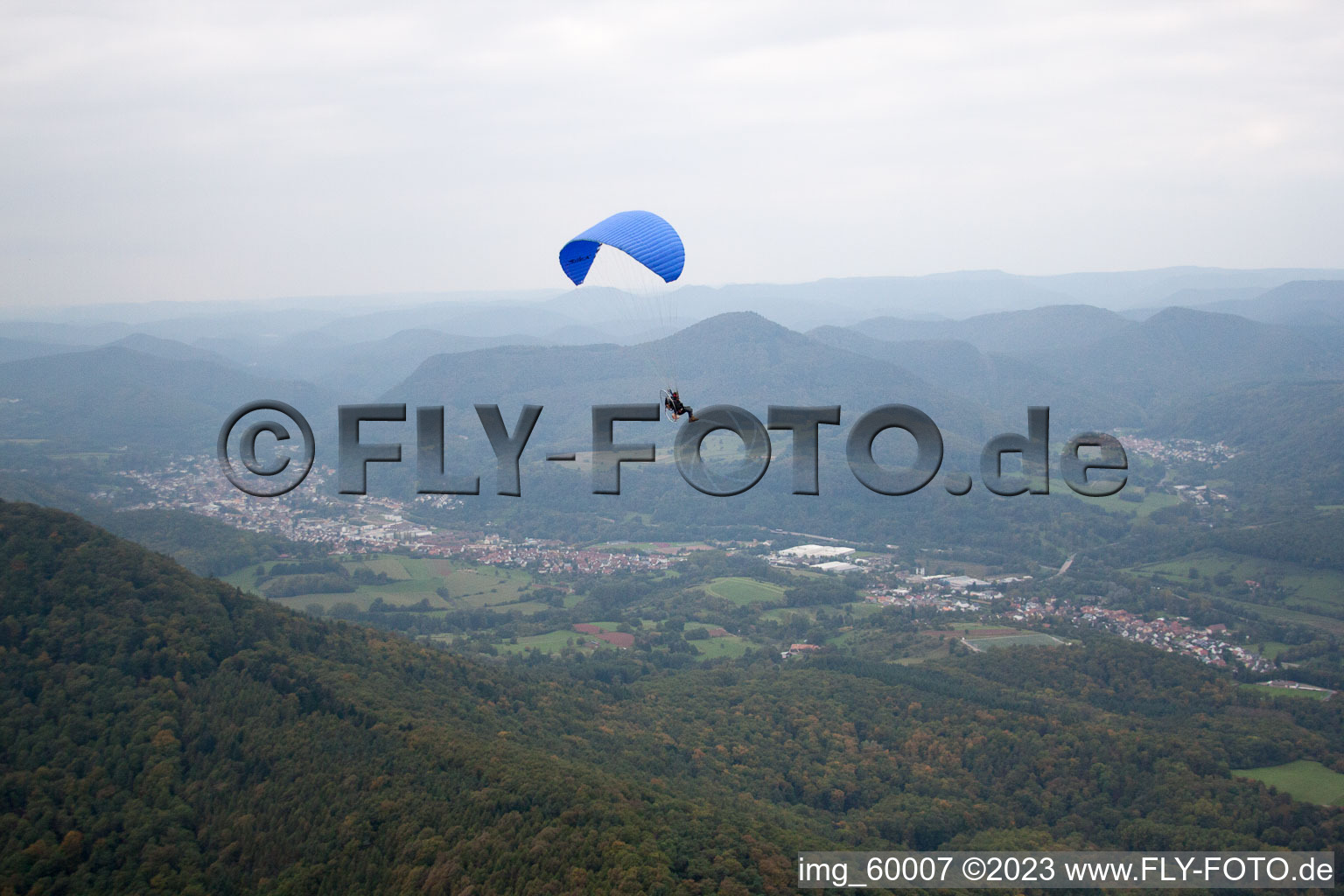 Oblique view of Annweiler am Trifels in the state Rhineland-Palatinate, Germany