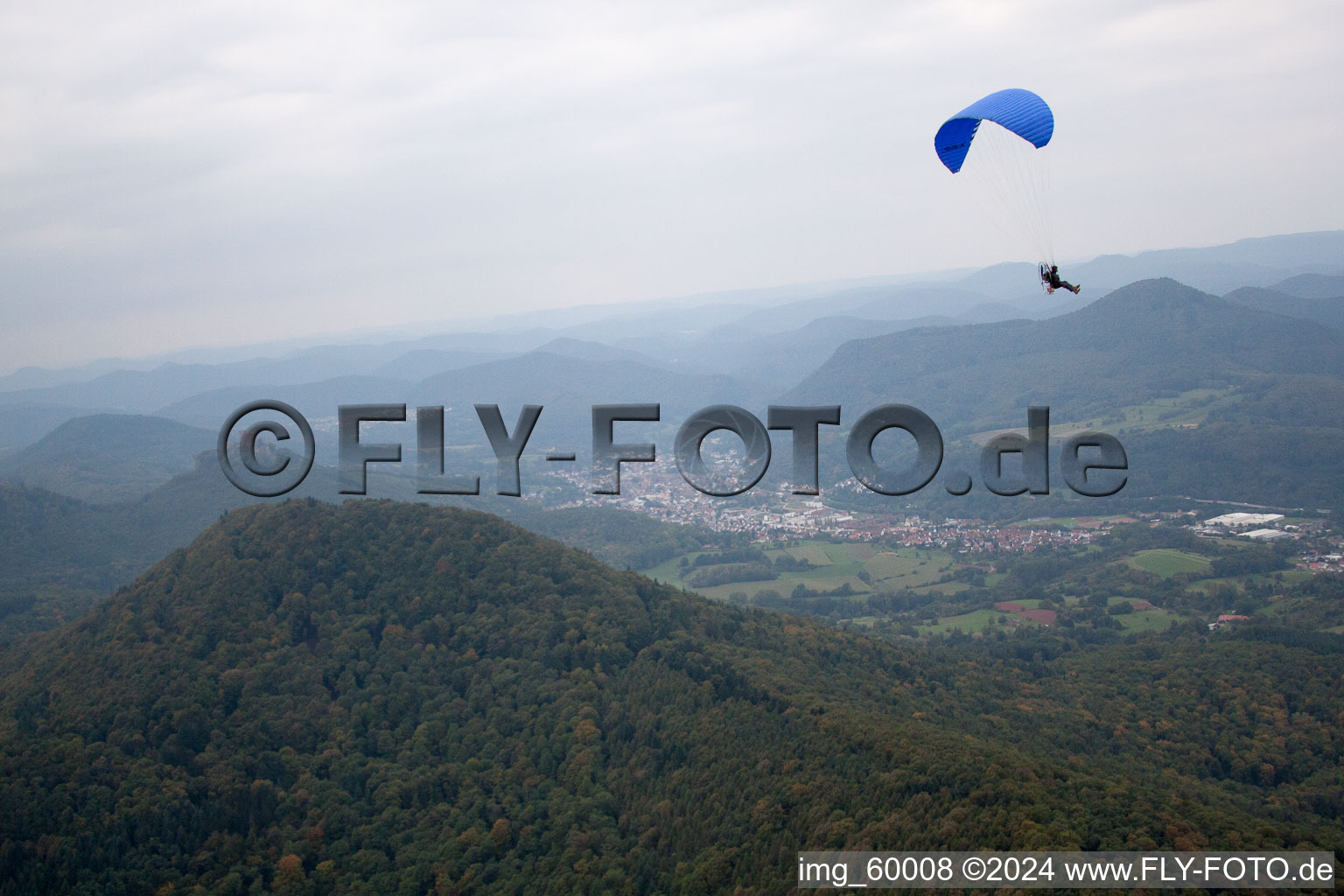 Annweiler am Trifels in the state Rhineland-Palatinate, Germany from above