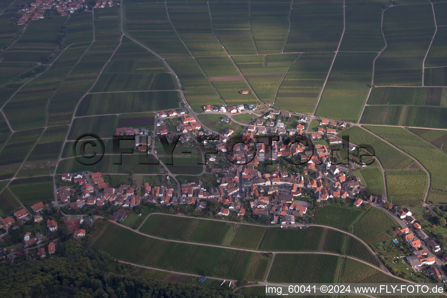 Drone recording of Weyher in der Pfalz in the state Rhineland-Palatinate, Germany