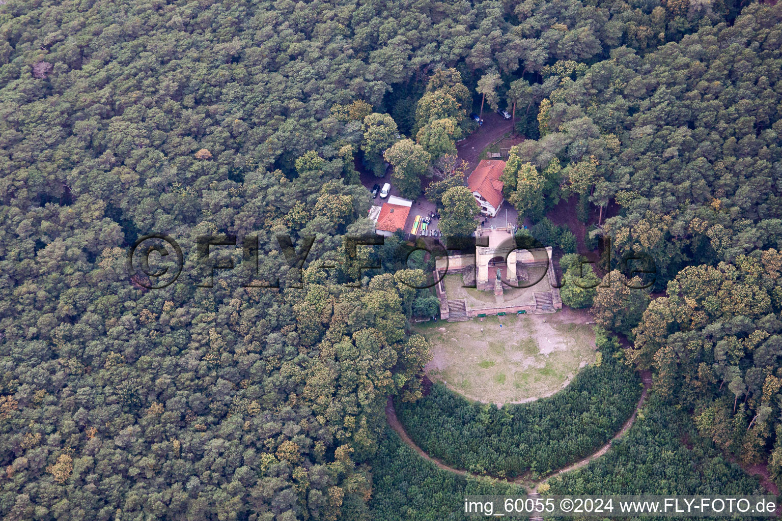 Peace Monument in Edenkoben in the state Rhineland-Palatinate, Germany from above