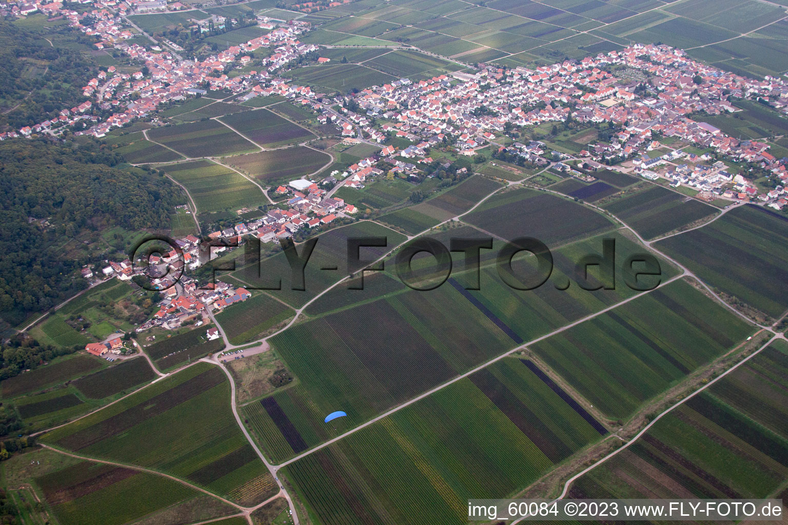 District Diedesfeld in Neustadt an der Weinstraße in the state Rhineland-Palatinate, Germany out of the air