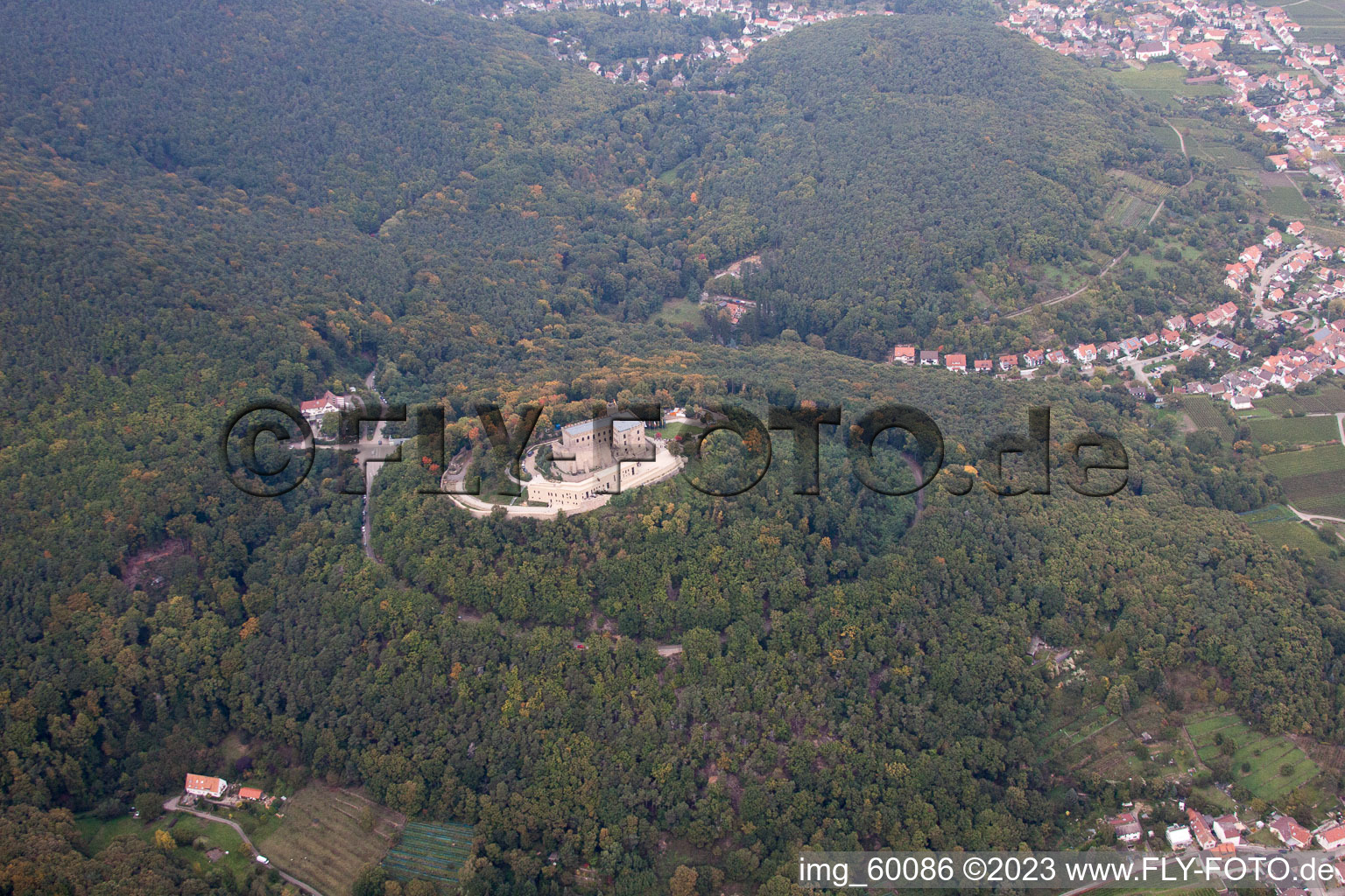 District Diedesfeld in Neustadt an der Weinstraße in the state Rhineland-Palatinate, Germany from the plane