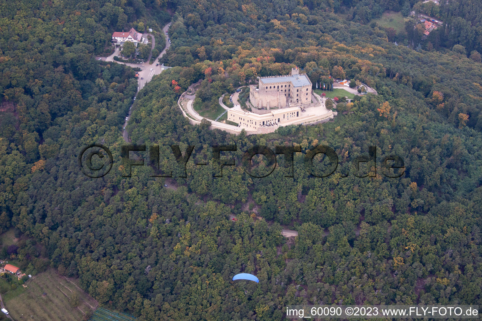 District Diedesfeld in Neustadt an der Weinstraße in the state Rhineland-Palatinate, Germany viewn from the air