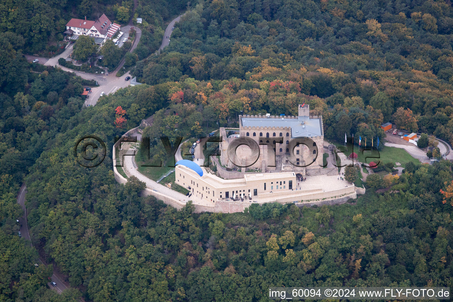 Oblique view of Castle of Schloss Hambacher Schloss in Neustadt an der Weinstrasse in the state Rhineland-Palatinate, Germany