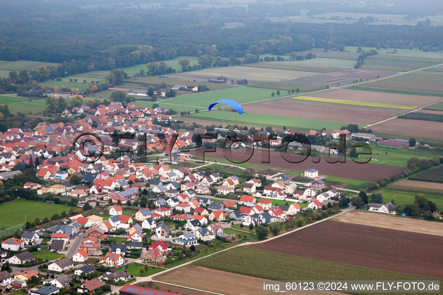 Bird's eye view of Gommersheim in the state Rhineland-Palatinate, Germany