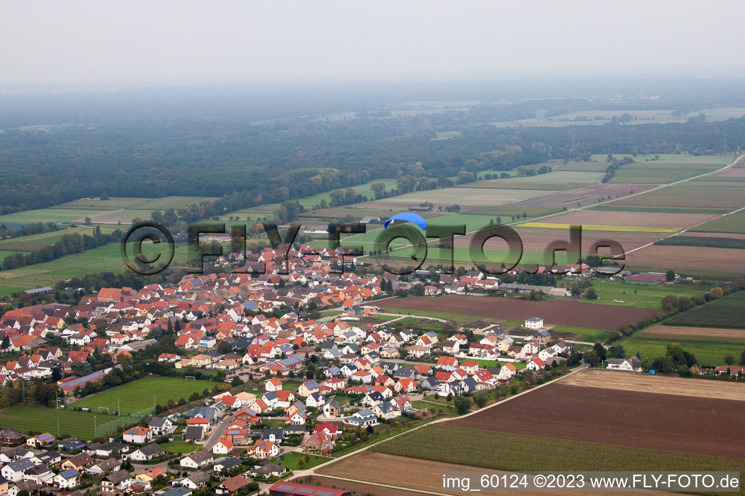 Gommersheim in the state Rhineland-Palatinate, Germany viewn from the air