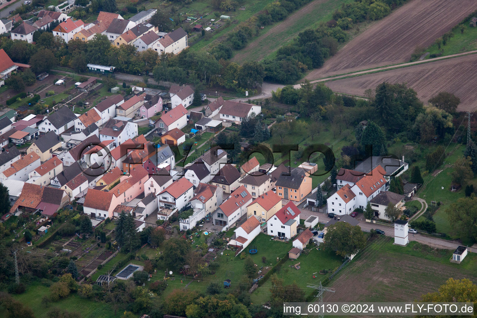 Drone image of Lingenfeld in the state Rhineland-Palatinate, Germany