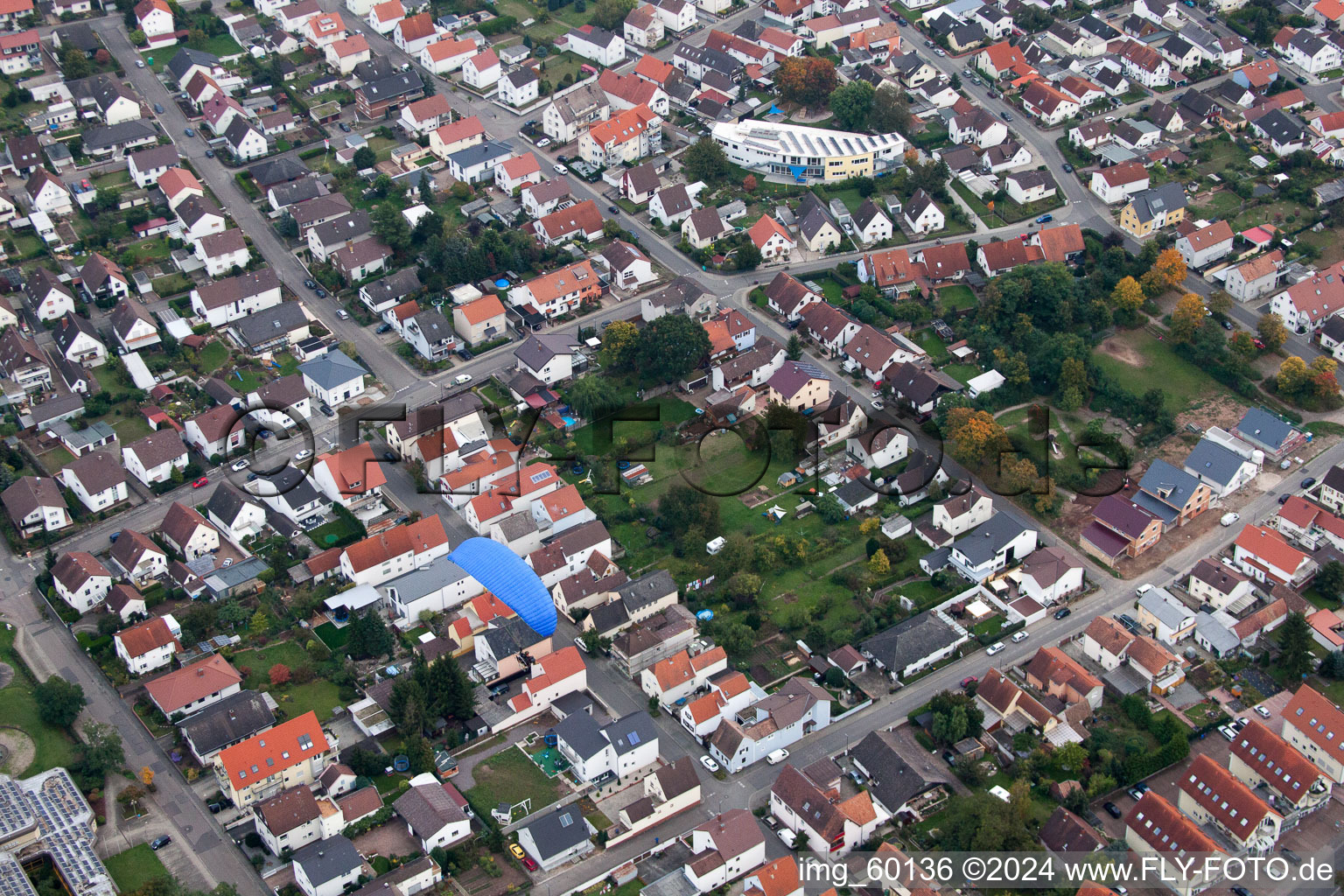 Drone image of Lingenfeld in the state Rhineland-Palatinate, Germany