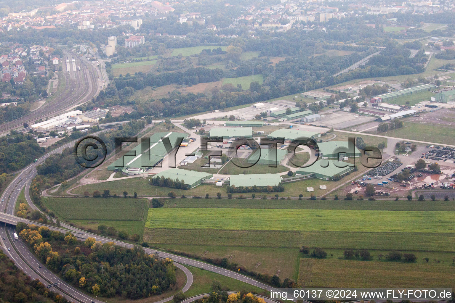 Germersheim in the state Rhineland-Palatinate, Germany from the drone perspective