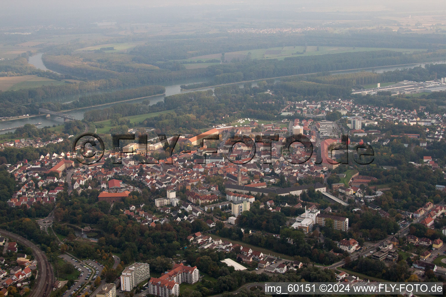 Oblique view of Germersheim in the state Rhineland-Palatinate, Germany