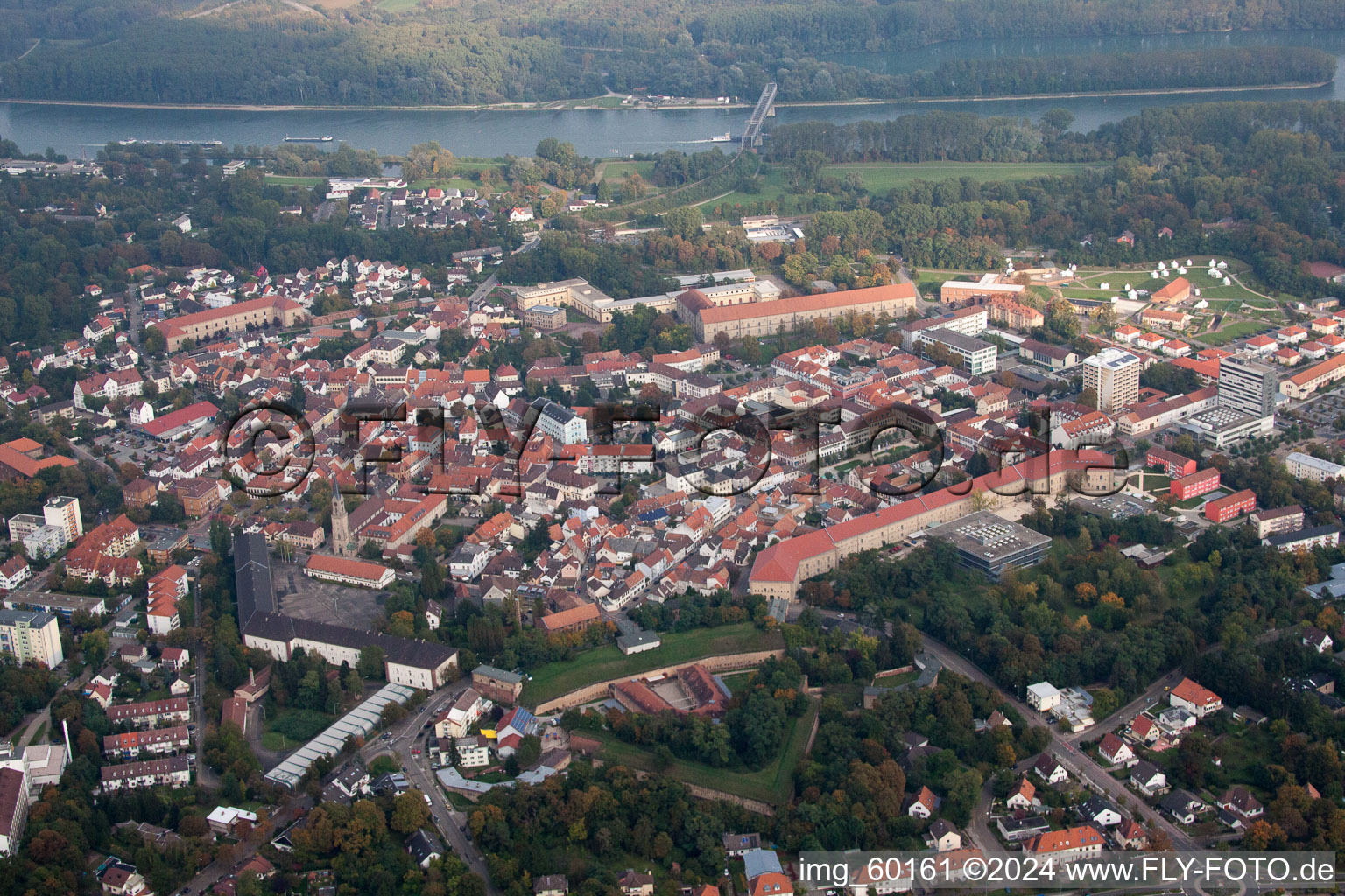 Drone image of Germersheim in the state Rhineland-Palatinate, Germany