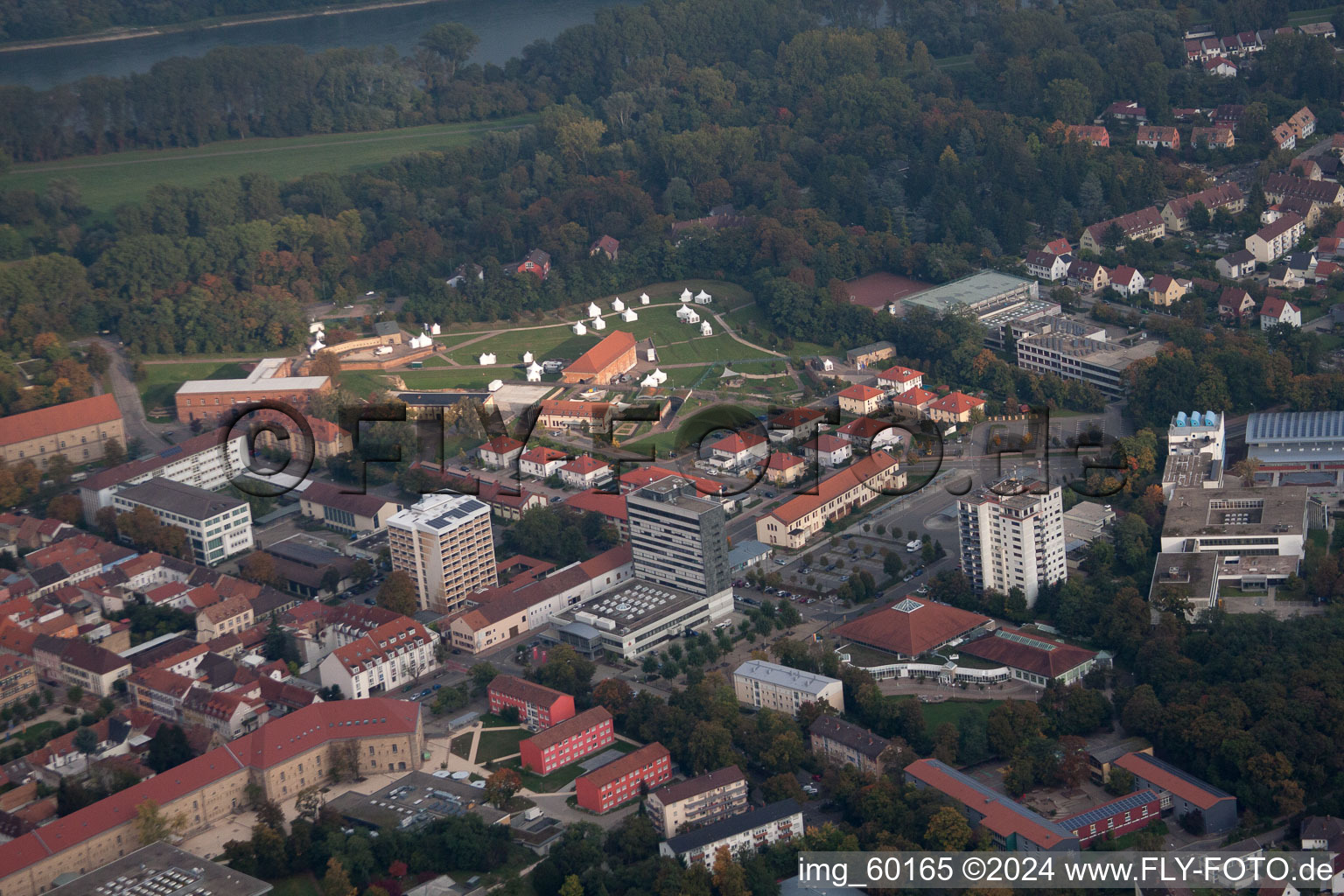 Germersheim in the state Rhineland-Palatinate, Germany viewn from the air