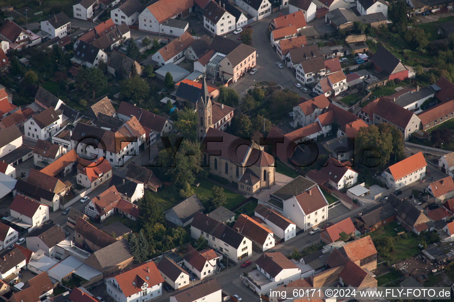 Aerial view of Germersheim in the state Rhineland-Palatinate, Germany