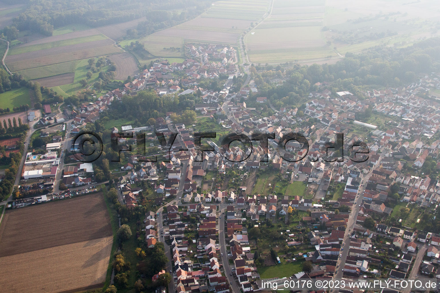 Drone image of Hördt in the state Rhineland-Palatinate, Germany