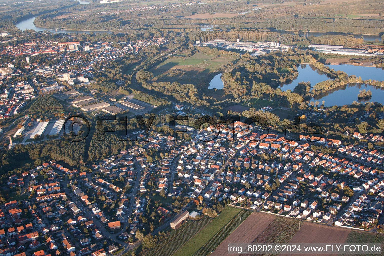 Oblique view of Germersheim in the state Rhineland-Palatinate, Germany