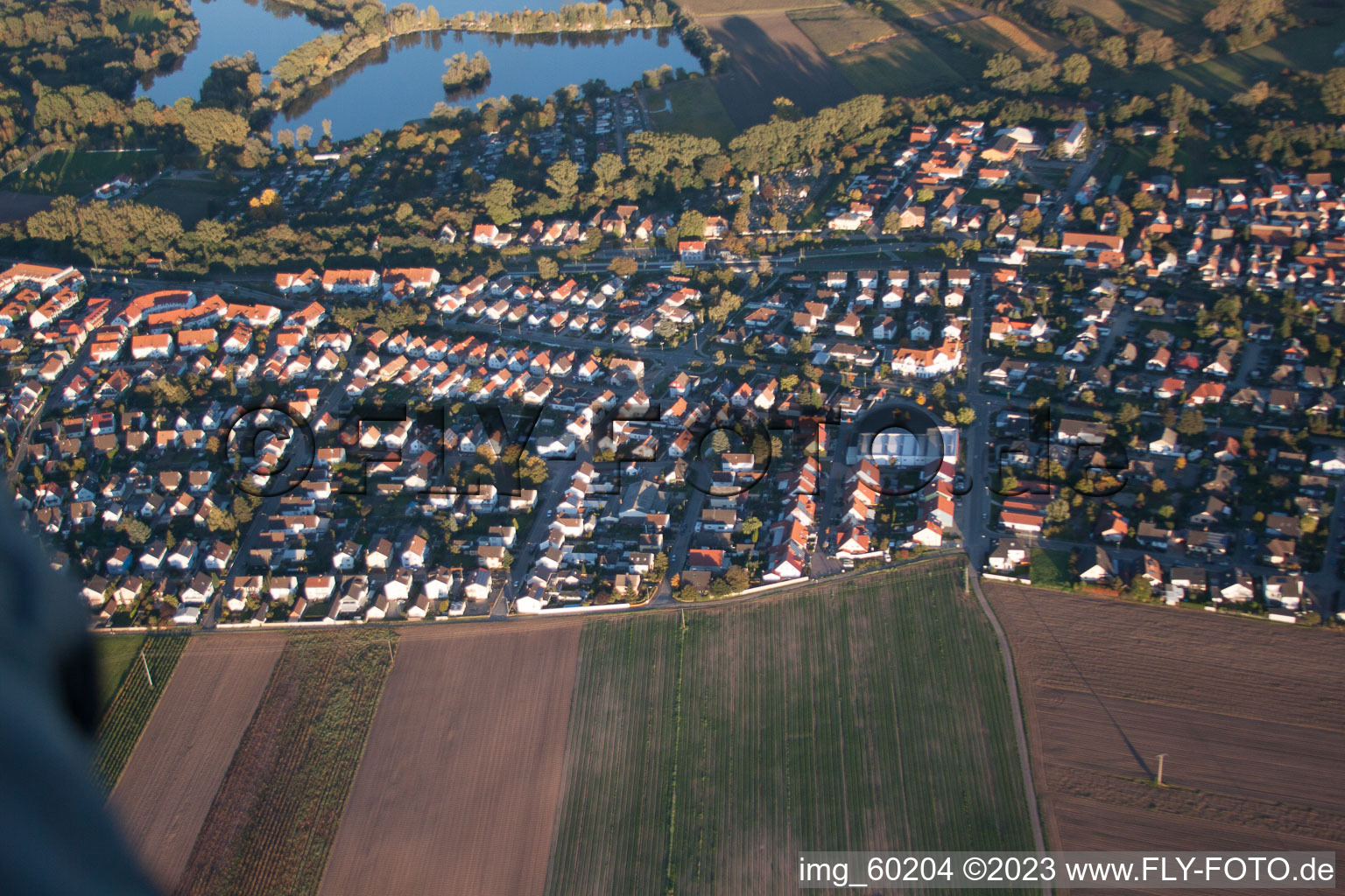 Aerial view of Germersheim in the state Rhineland-Palatinate, Germany