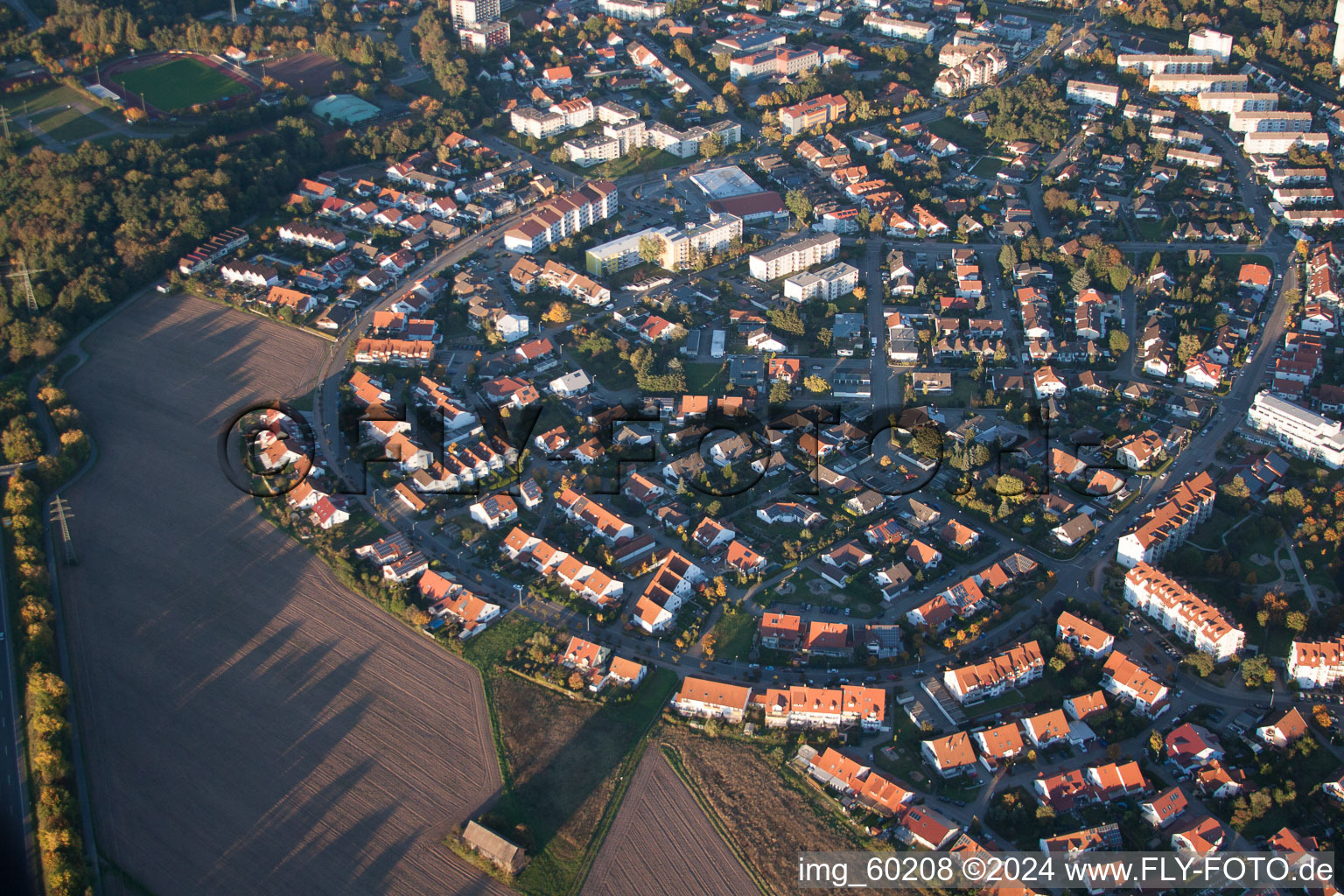 Germersheim in the state Rhineland-Palatinate, Germany from above