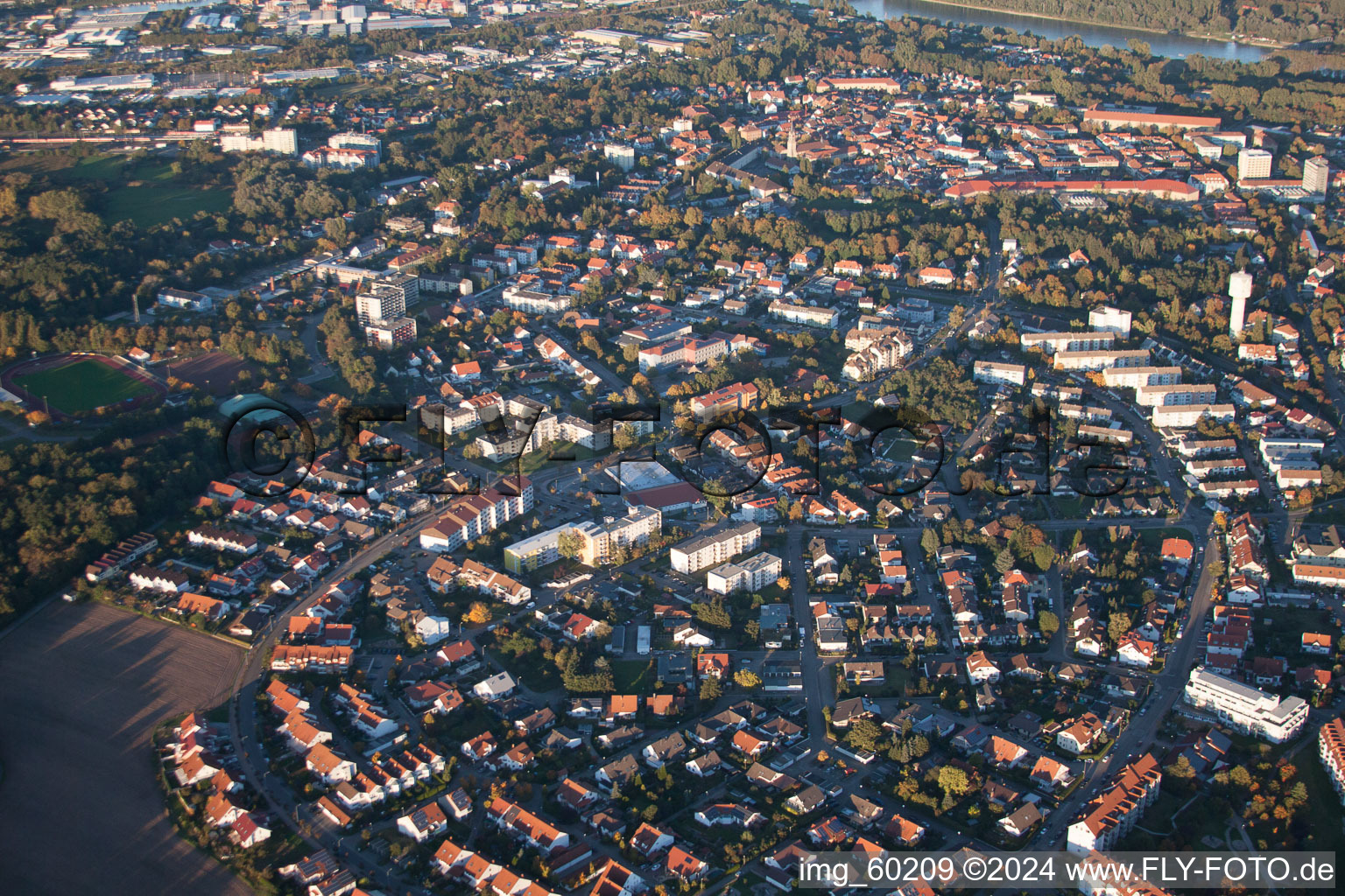 Germersheim in the state Rhineland-Palatinate, Germany viewn from the air