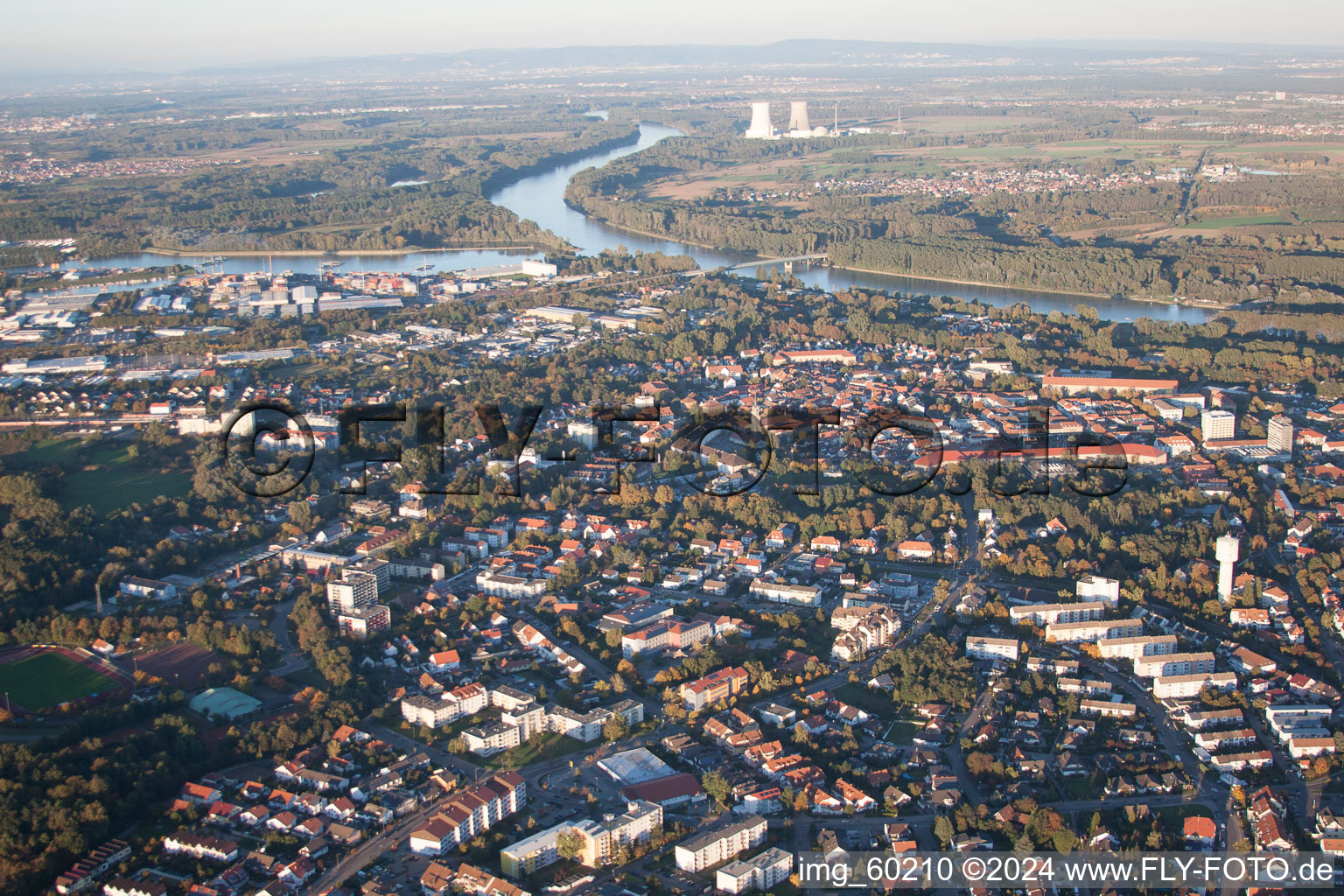 Drone recording of Germersheim in the state Rhineland-Palatinate, Germany